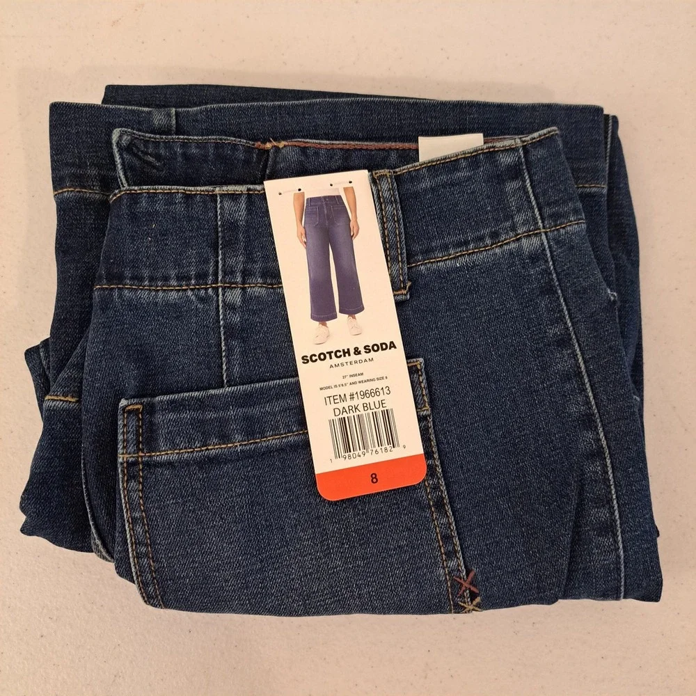 Scotch & Soda Womens Jeans 8 Dark Blue NWT Wide Leg Utility 1721-450